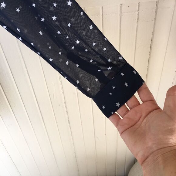 Navy Blue White Stars  Sheer Old Navy Blouse - Picture 4 of 5